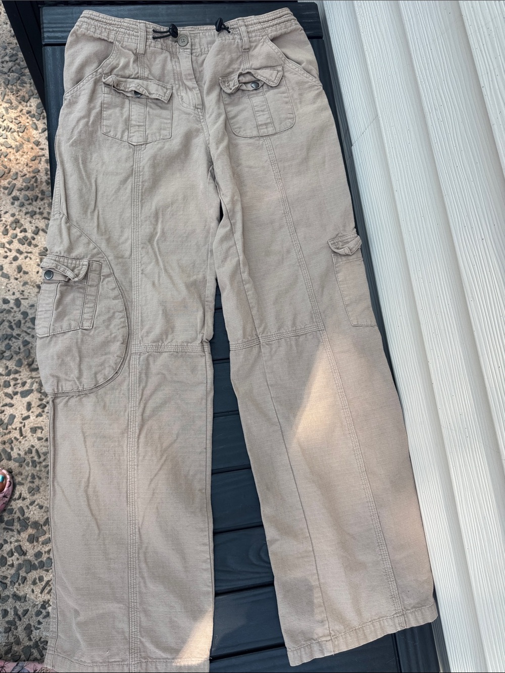 Brandy Melville Light Beige Drawstring Cargo Pants